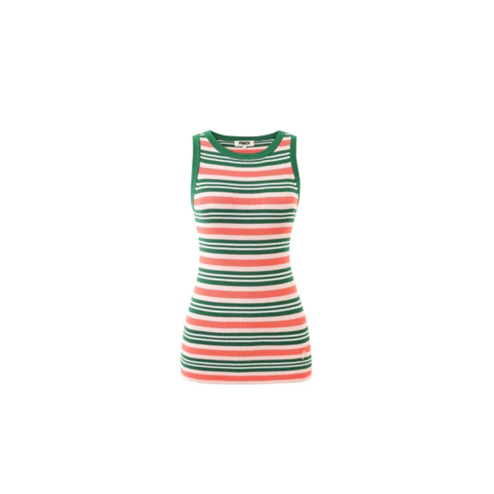FRNCH FRNCH viscose katoen singlet NUNZIA gestreept groen/koraal