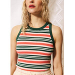 FRNCH FRNCH viscose katoen singlet NUNZIA gestreept groen/koraal