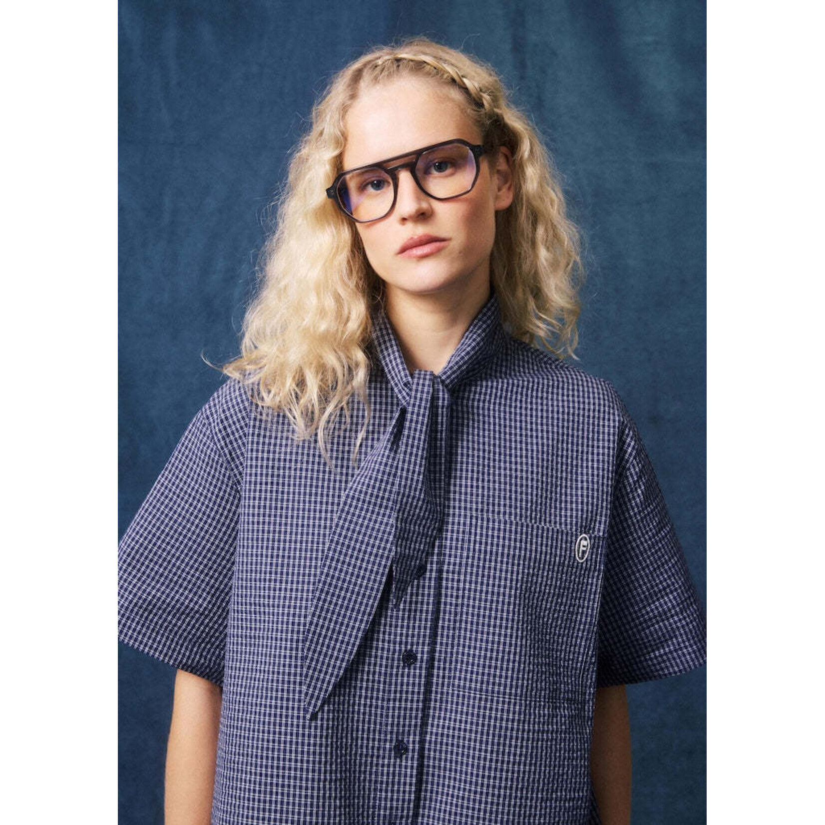 FRNCH FRNCH blouse ruitje NAOMI tie blauw