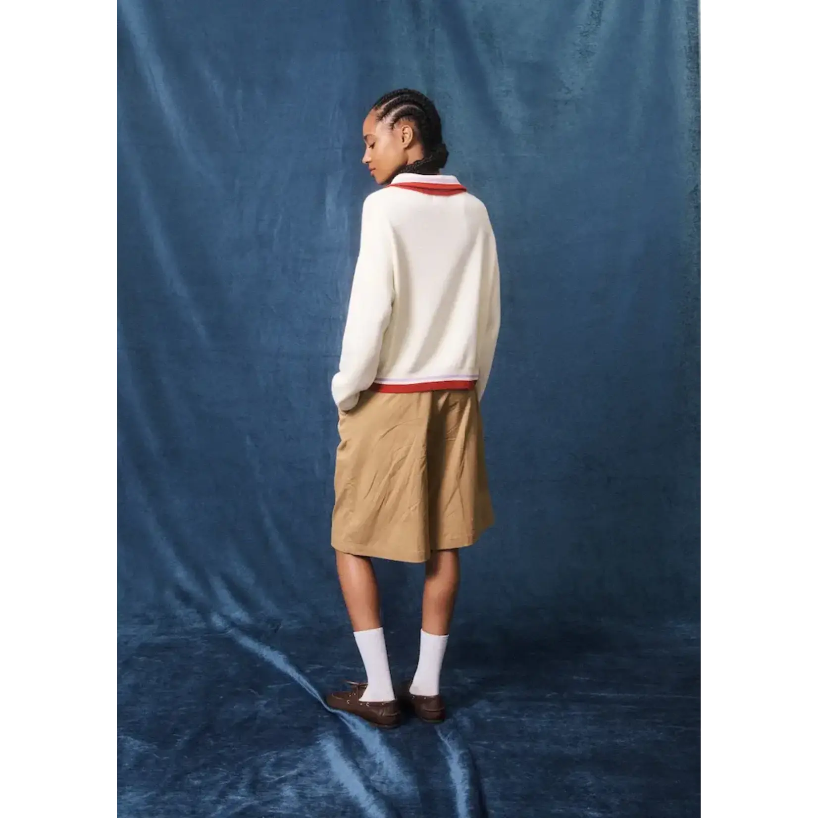 FRNCH FRNCH trui zip polo PALMIRA beige/rood