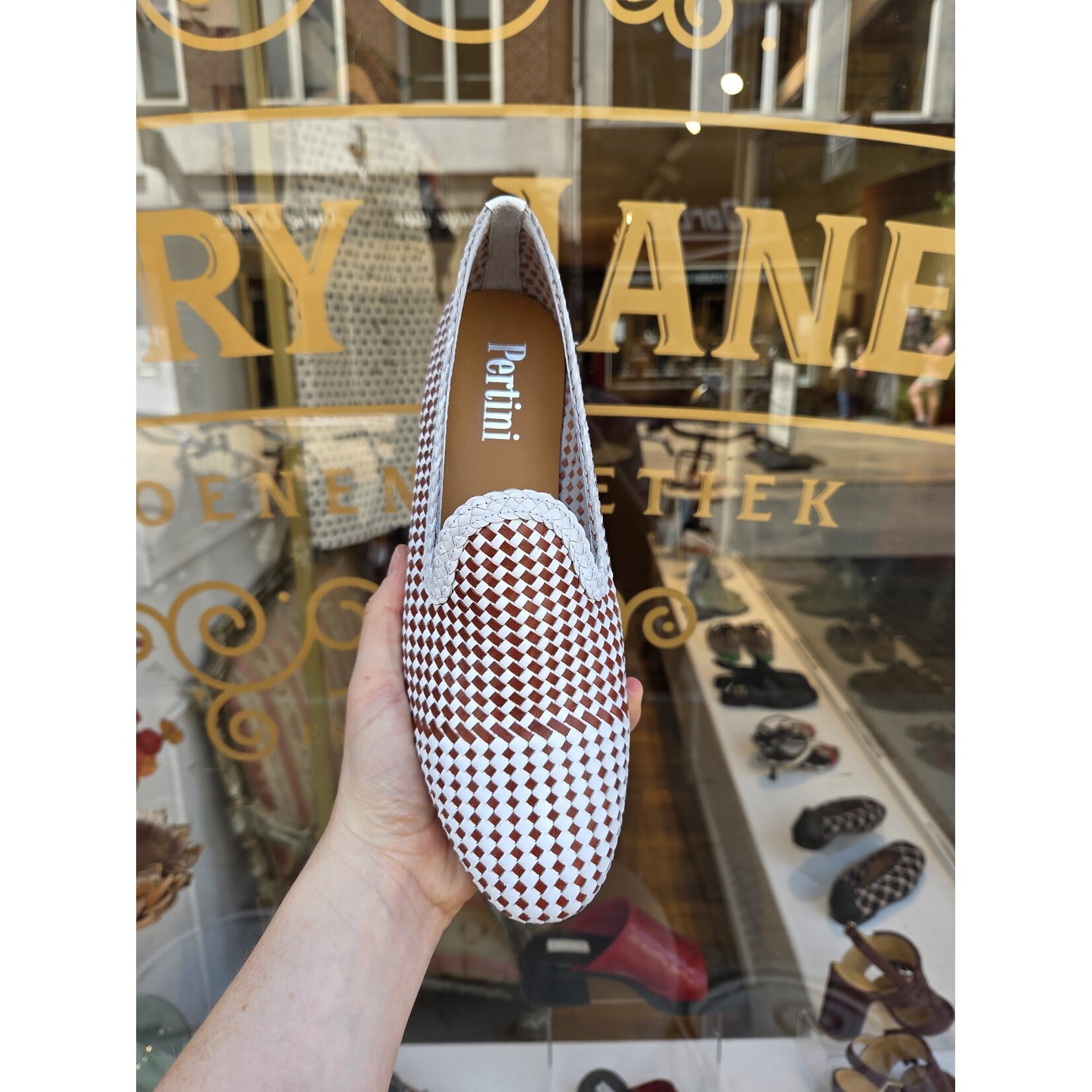 Pertini instapper gevlochten PAPILLON white/brandy