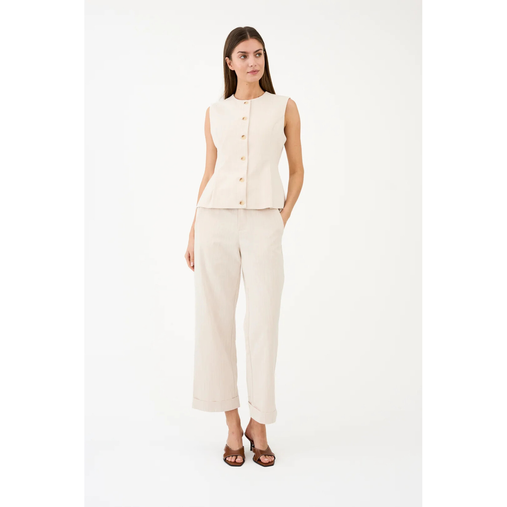 Pieszak Pieszak gilet Aika peplum top wash solaris beige