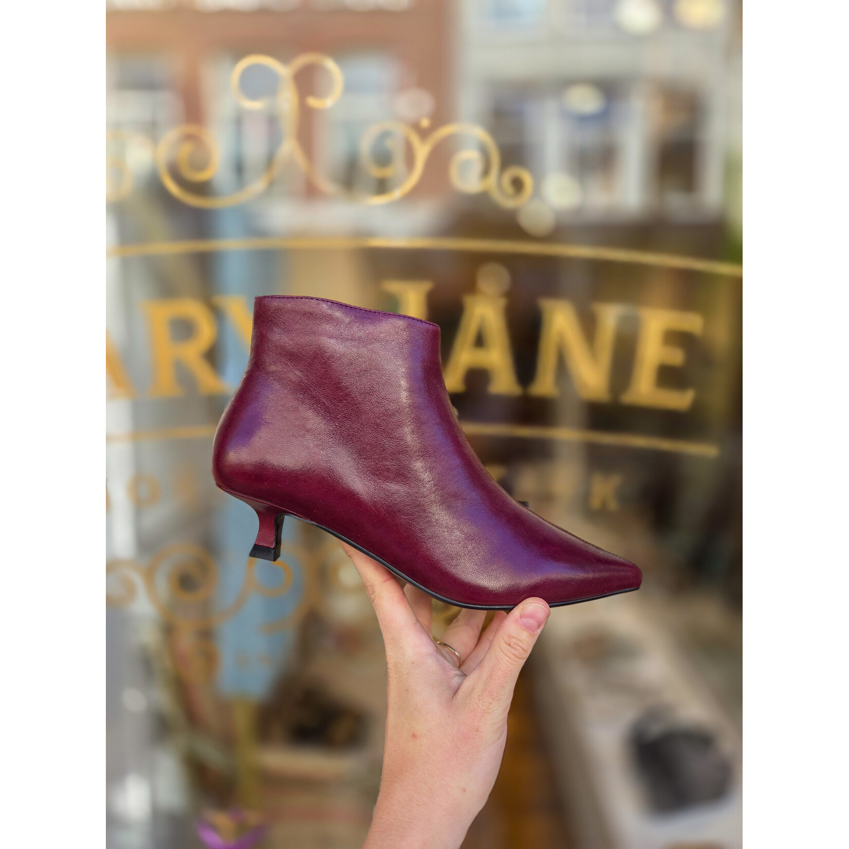 BLACKROSE BLACKROSE leren enkellaarsje queenie TOPY wine