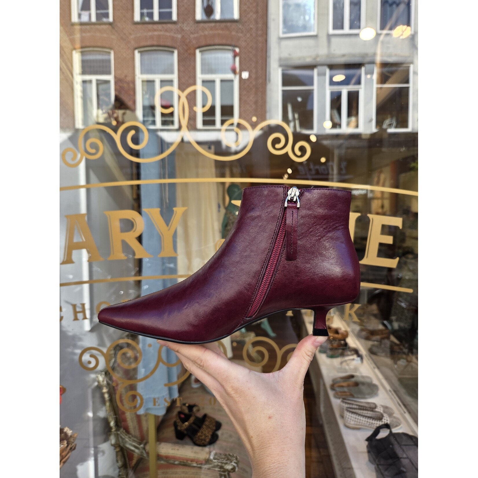 BLACKROSE BLACKROSE leren enkellaarsje queenie TOPY wine