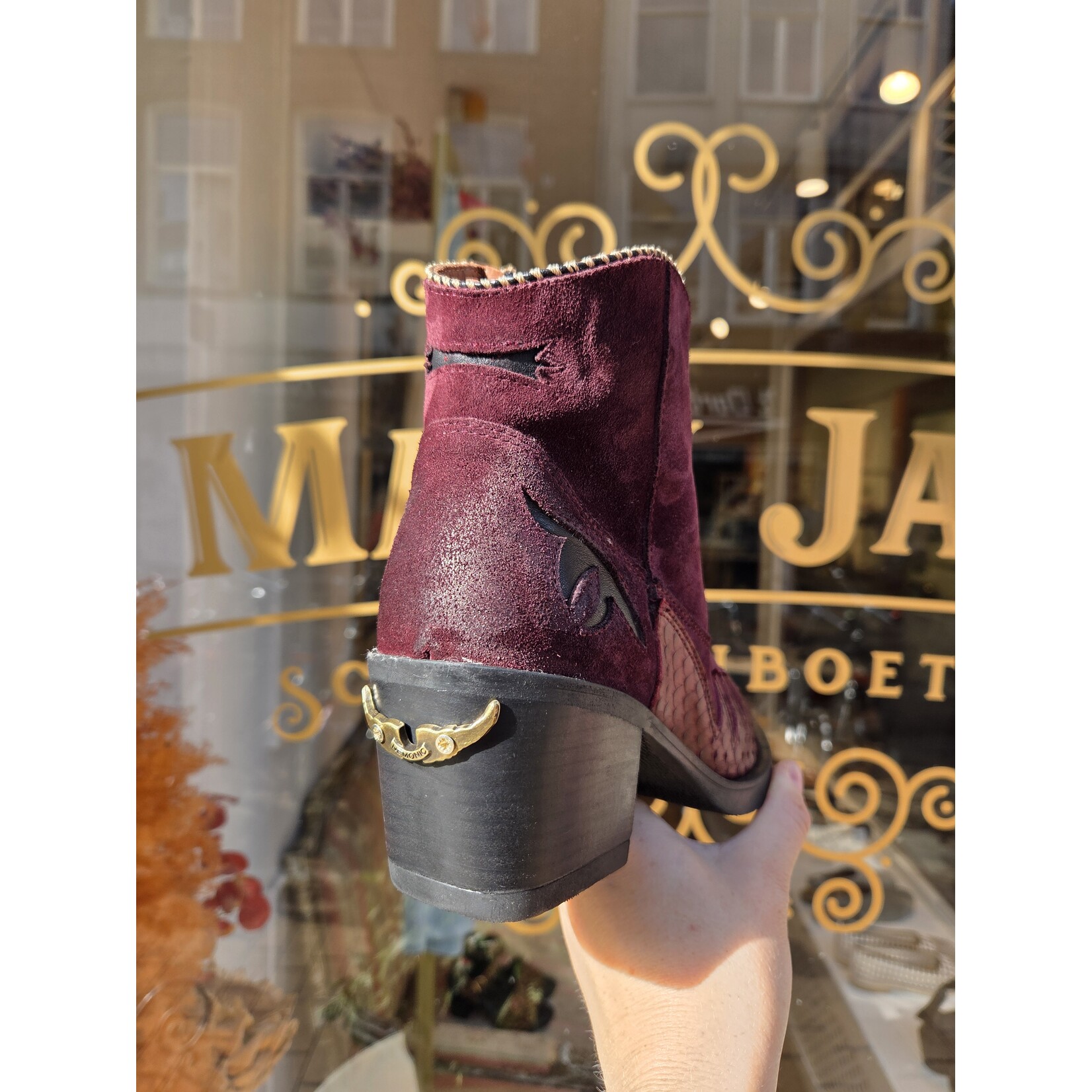 Nemonic Nemonic leren western enkellaarsje ATLANTA bordeaux