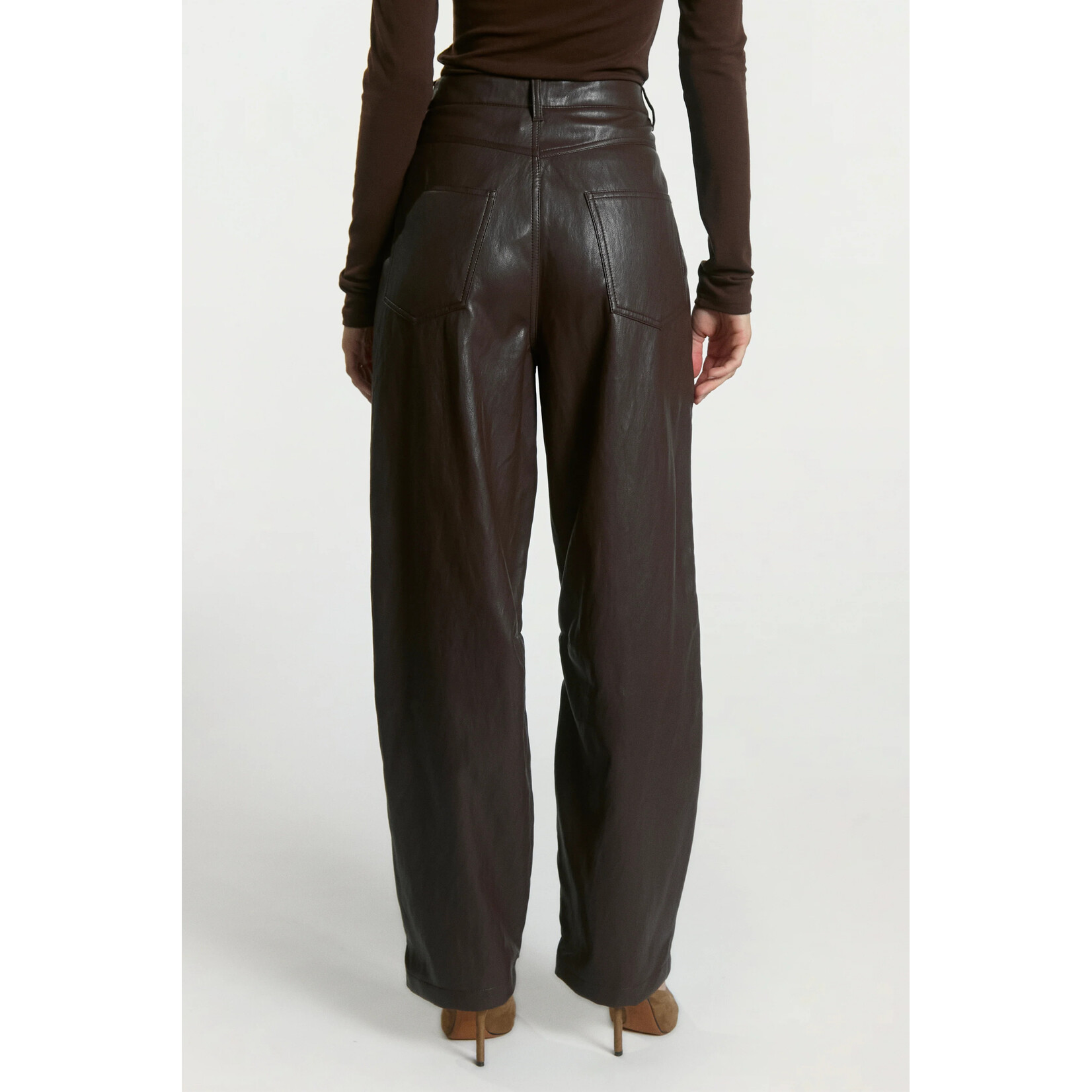 Aaiko faux leather broek QUIN pu bruin