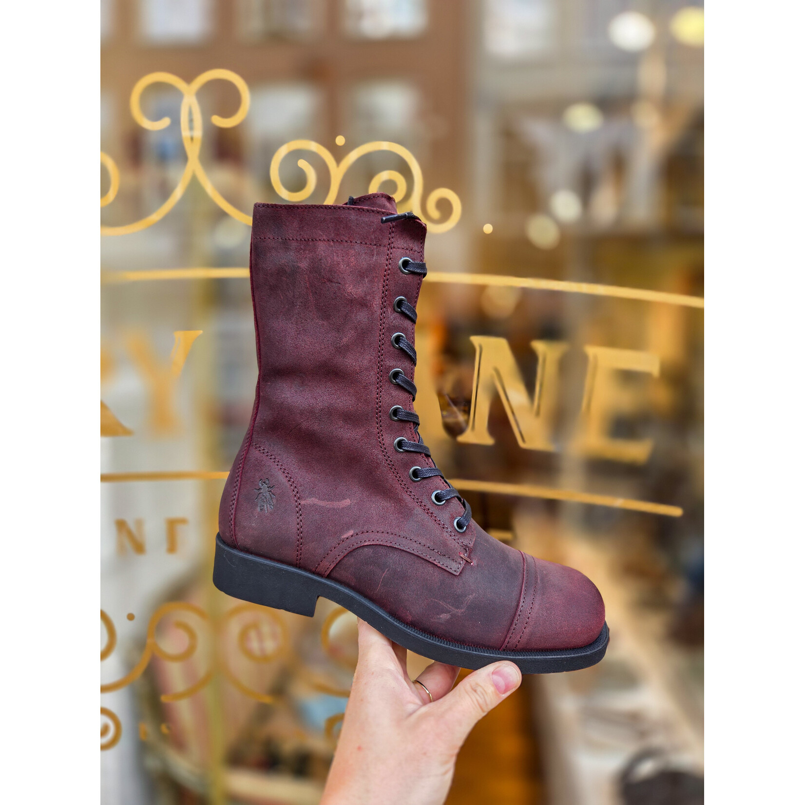 Fly London leren enkellaarsje suede JILK burgundy