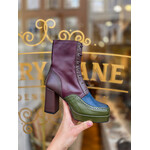 Fly London leren enkellaarsje ELUN sea kelp/navy/dark brown/wine