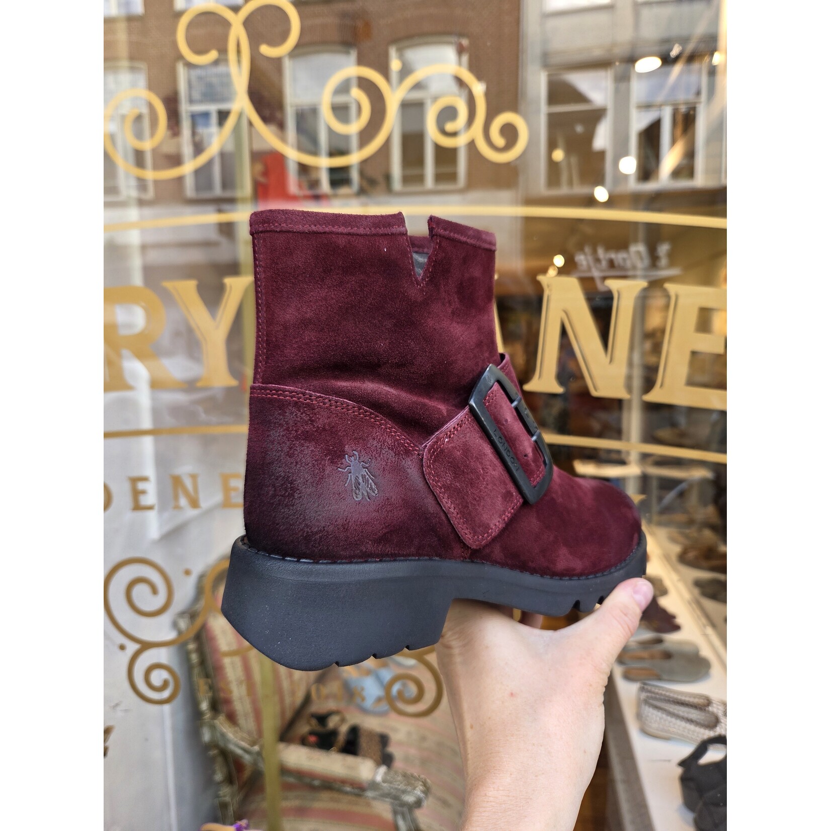 Fly London leren enkellaarsje suede RILY wine