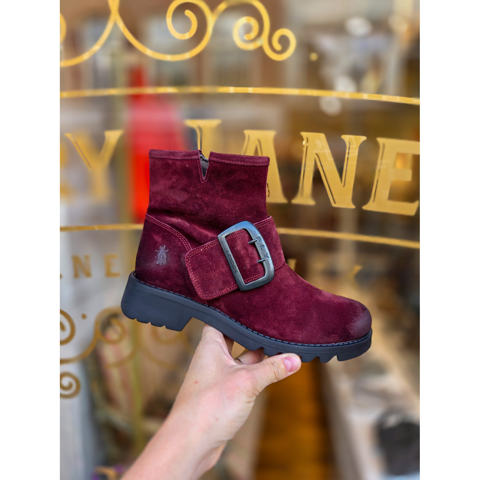Fly London leren enkellaarsje suede RILY wine