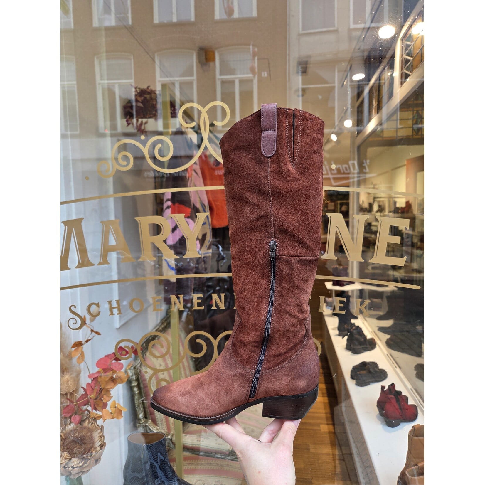 Mjus leren hoge laars Fiorella warm bruin