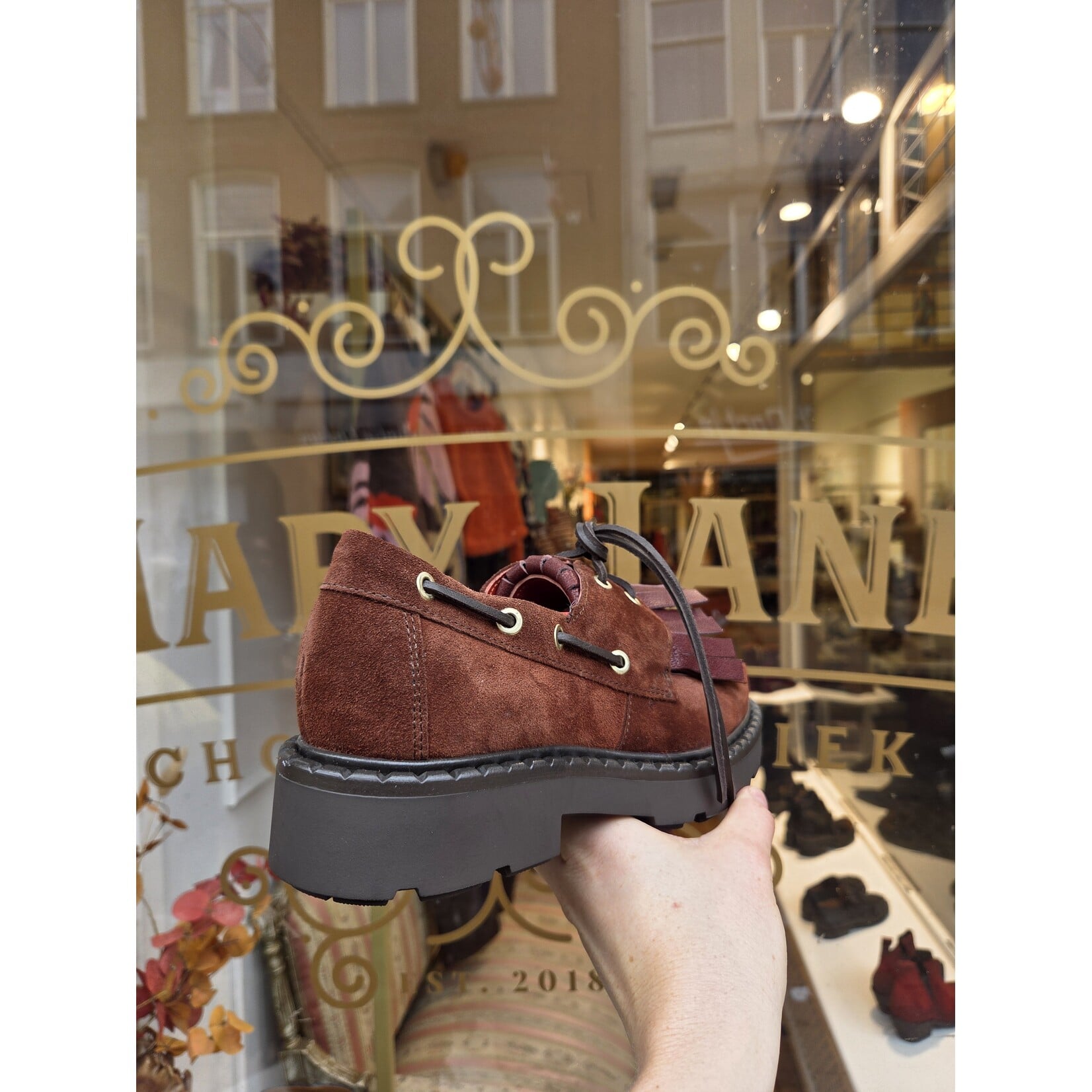 MJUS leren bootschoen TEGOLA franje bruin