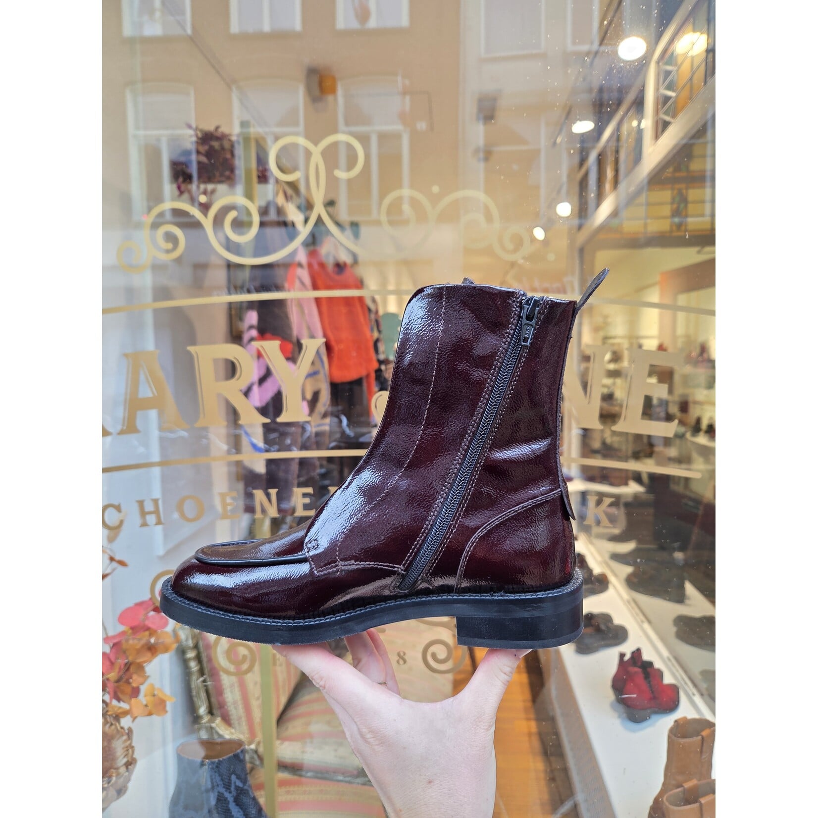 Pertini leren veter enkellaars ROBIN bordeaux/bruin