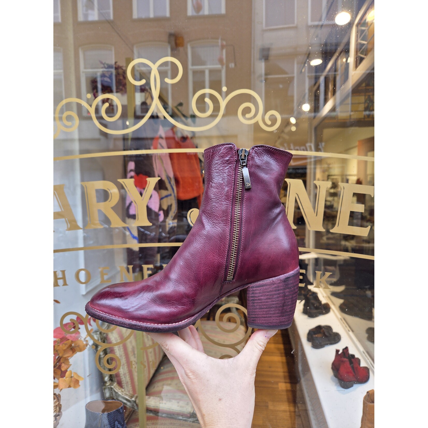 Paul Silence leren enkellaarsje CA39 rits bordeaux