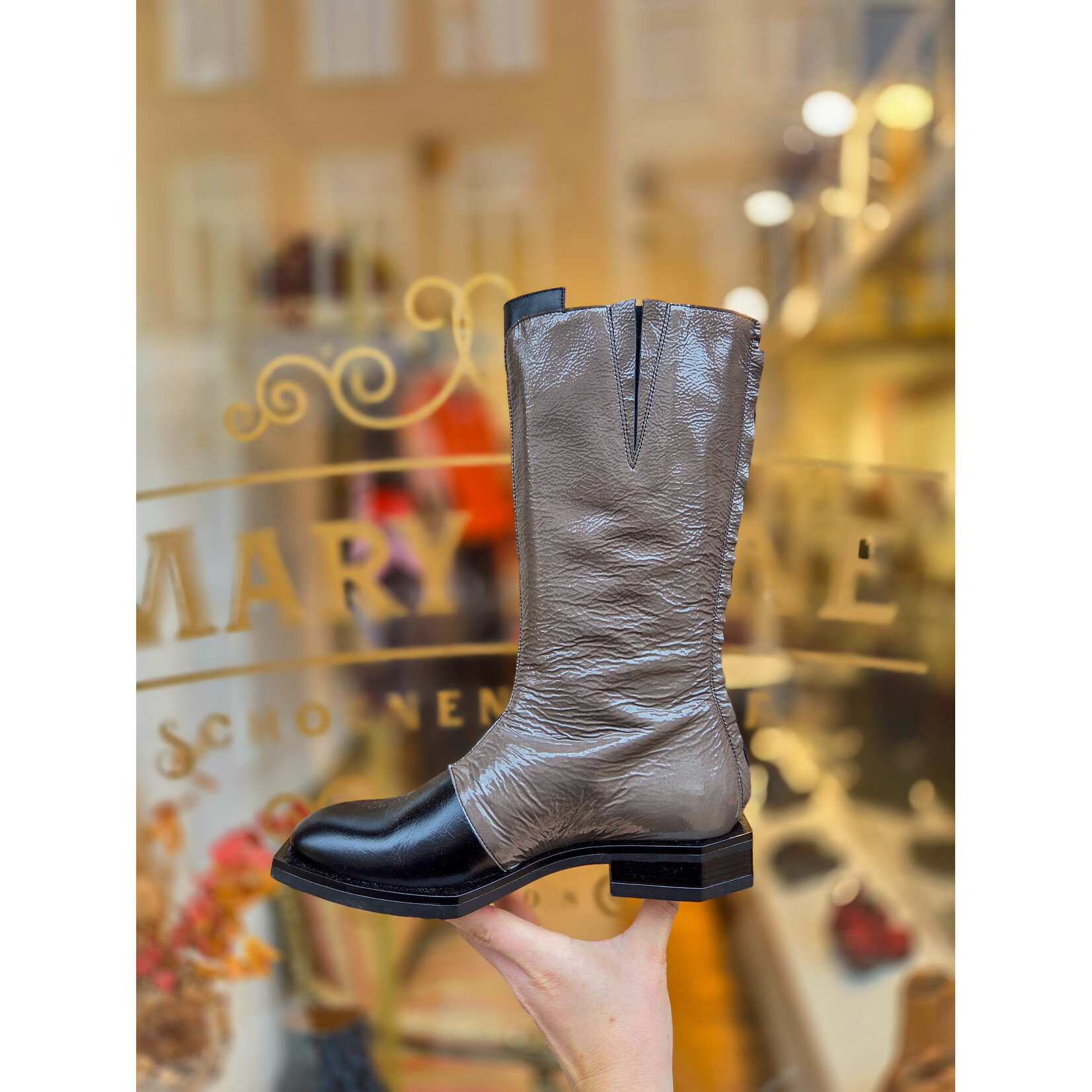 Le Bohemien leren laars K69 zwart/taupe