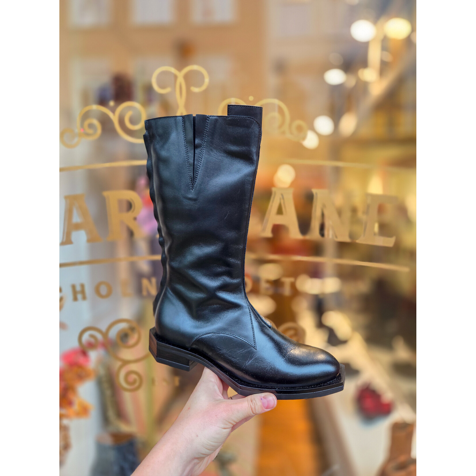Le Bohemien leren laars K69 zwart/taupe