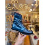 Le Bohemien leren veterboot K66 petrol/taupe/zwart