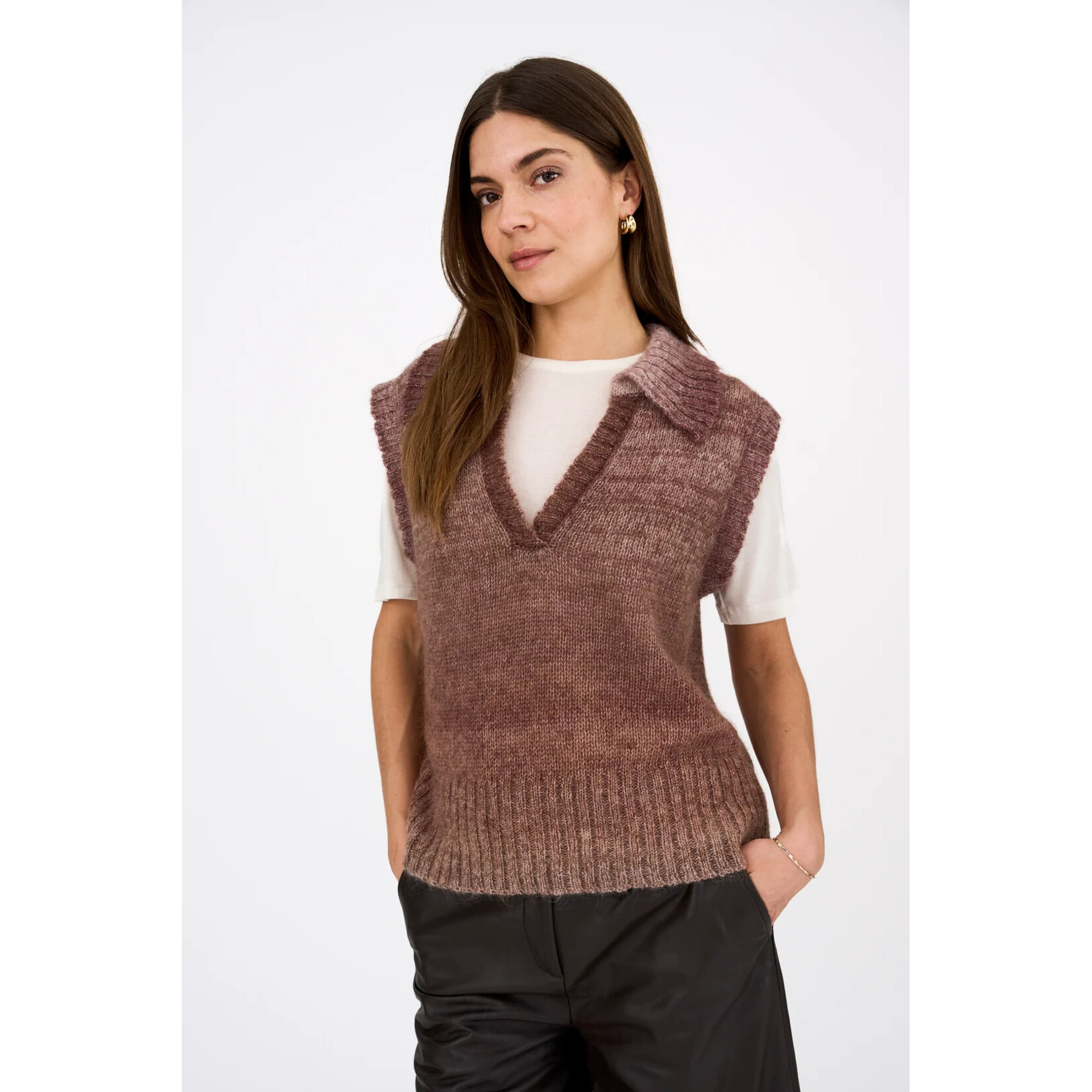 Pieszak Pieszak vest knit NANNA coffee