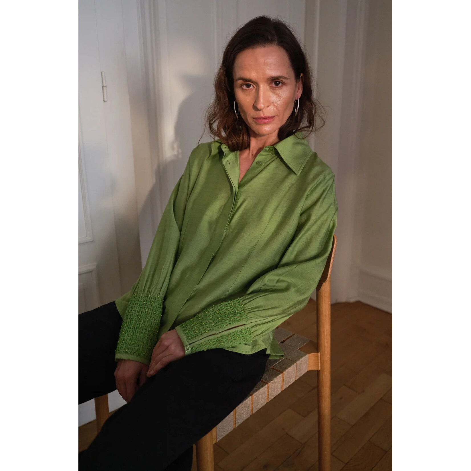 Pieszak Pieszak blouse VIOLA beaded shirt groen