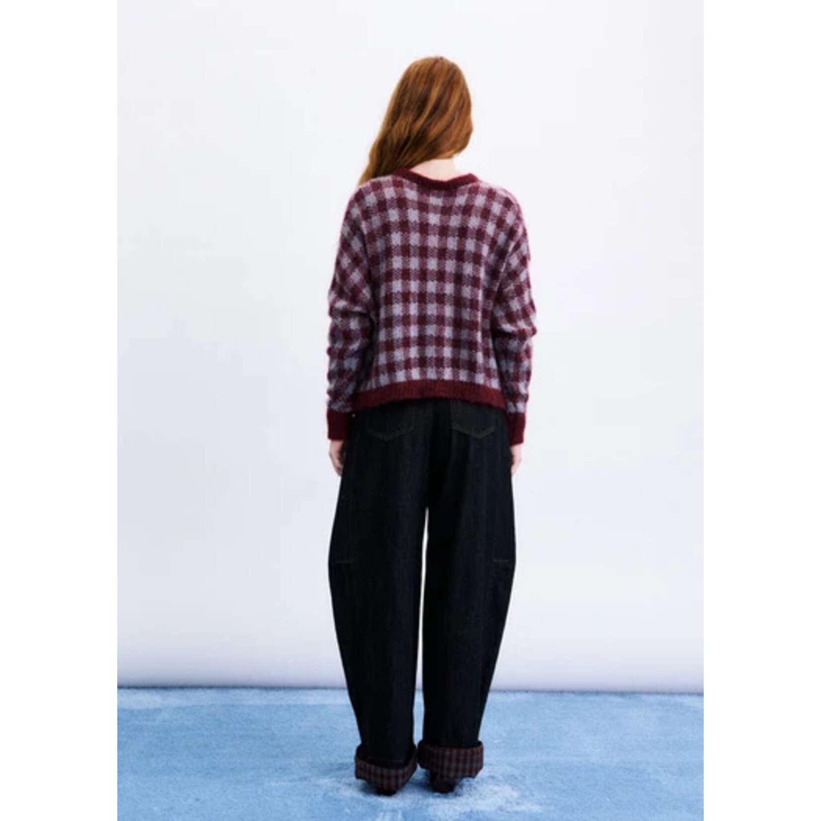 FRNCH FRNCH vest AOMORI geblokt bordeaux/blauw