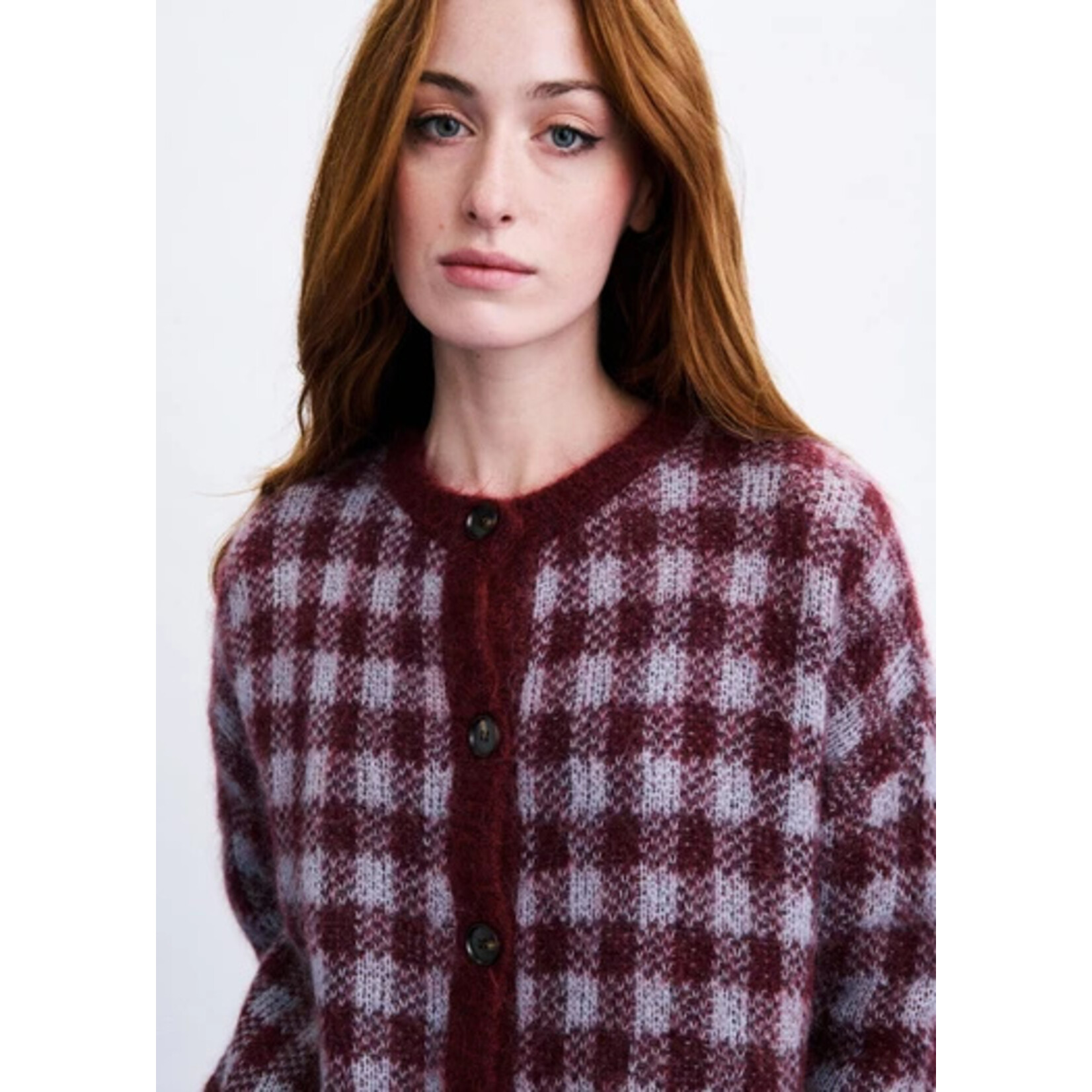 FRNCH FRNCH vest AOMORI geblokt bordeaux/blauw