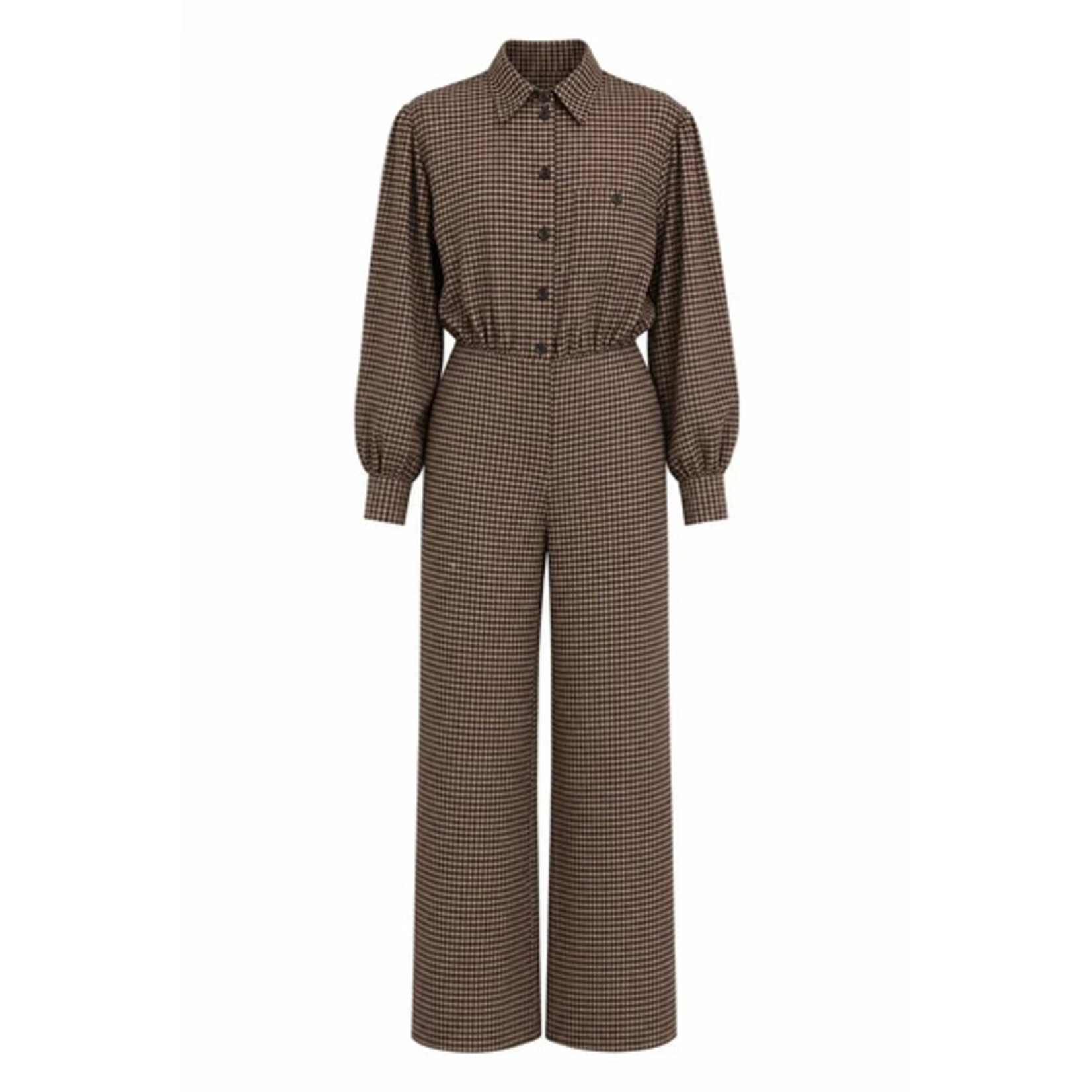 FRNCH FRNCH jumpsuit geruit GABLE bruin