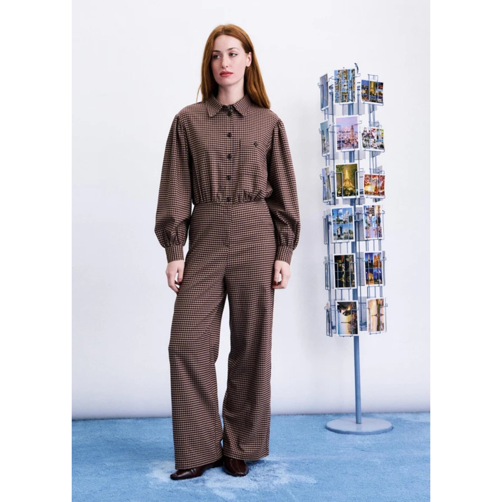 FRNCH FRNCH jumpsuit geruit GABLE bruin
