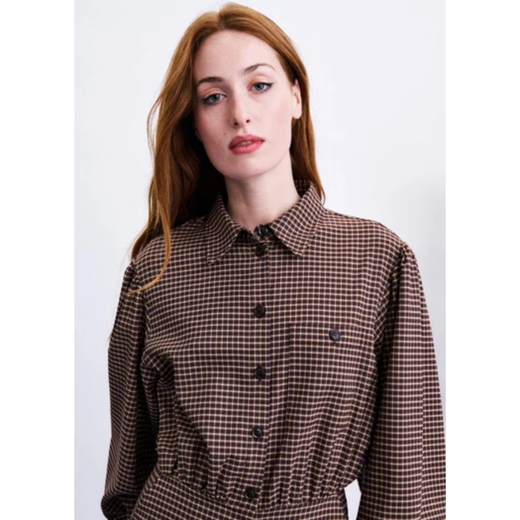FRNCH FRNCH jumpsuit geruit GABLE bruin