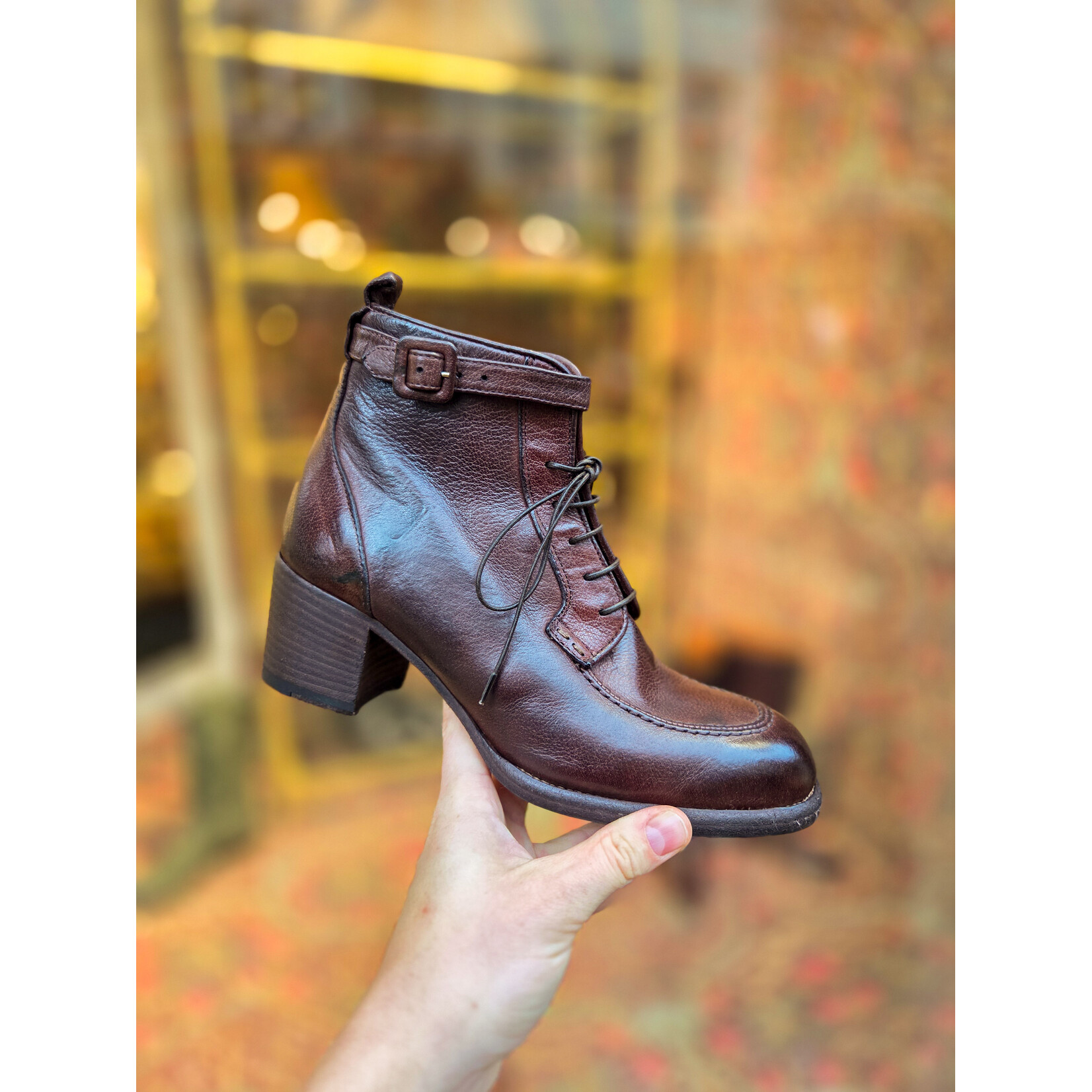 Paul Silence leren veterboot enkellaars QA03 bruin