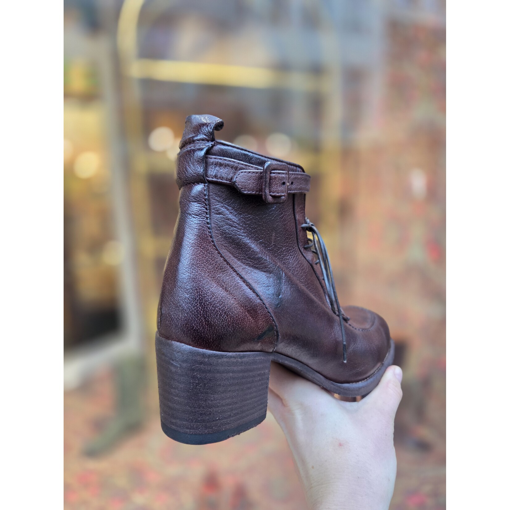 Paul Silence leren veterboot enkellaars QA03 bruin