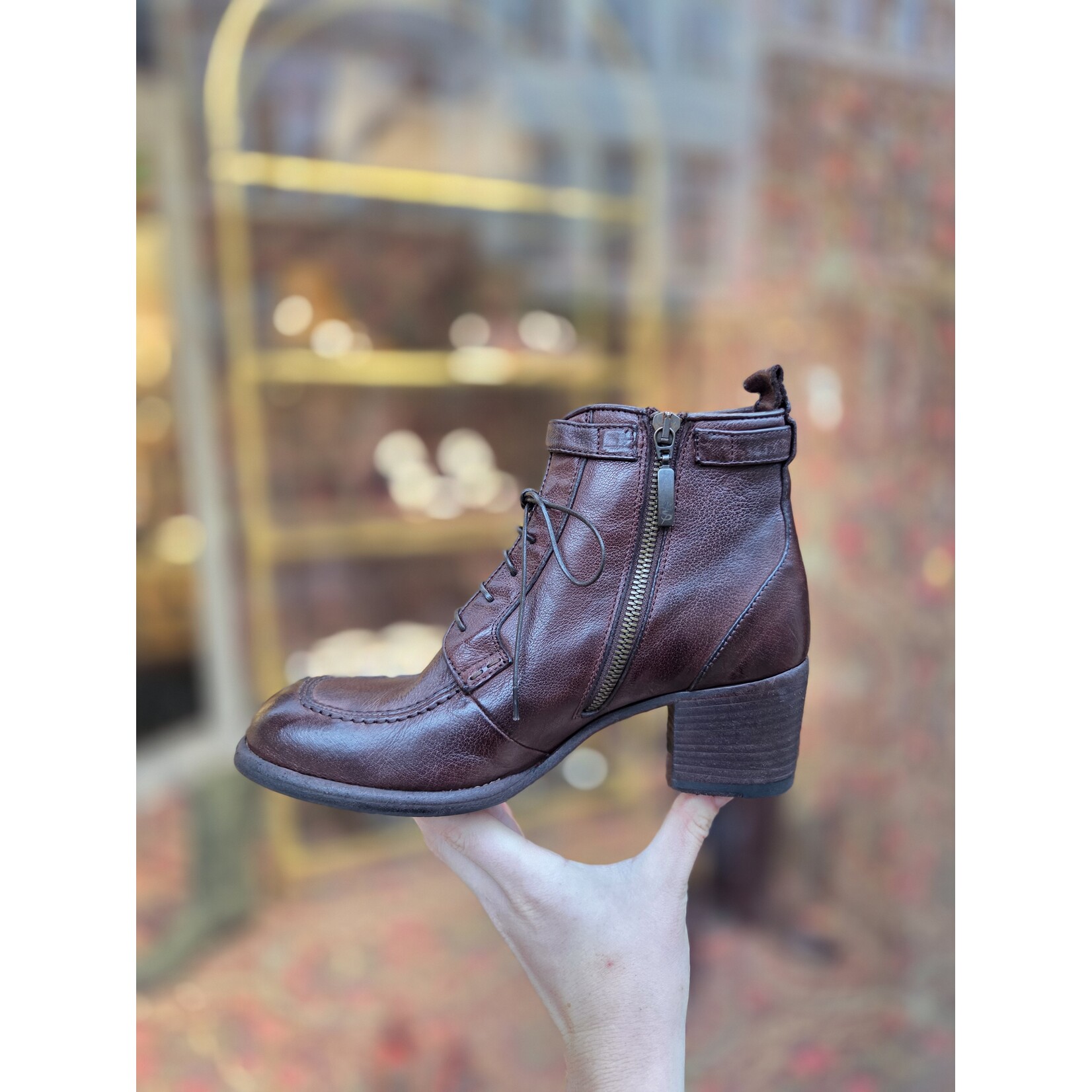 Paul Silence leren veterboot enkellaars QA03 bruin