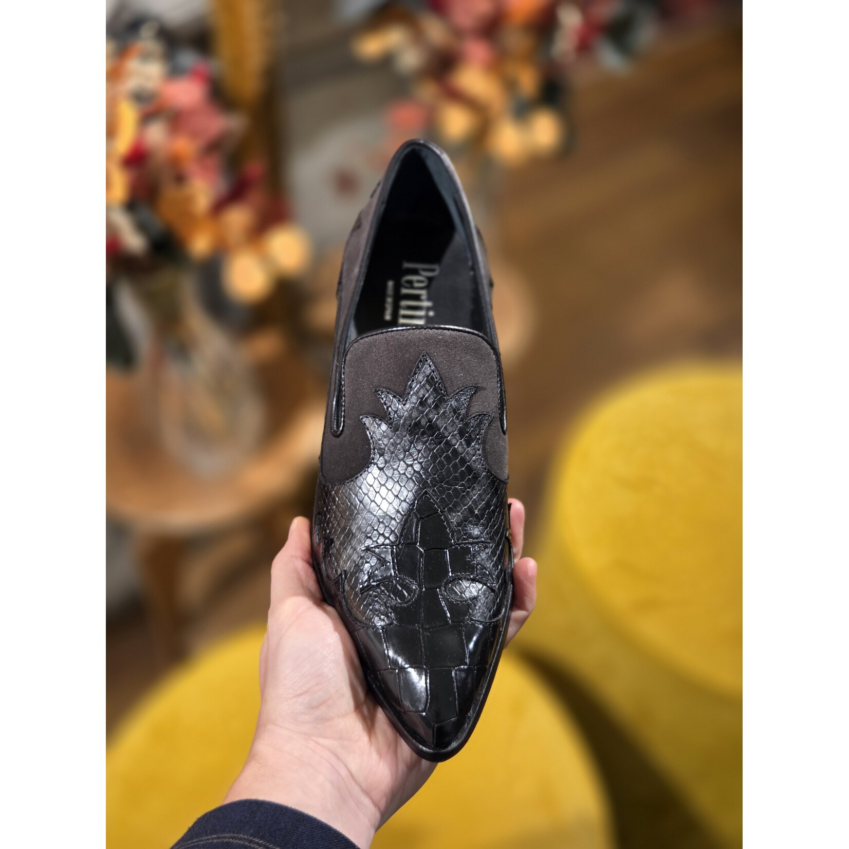 Pertini leren instapper western GATOR grijs/zwart