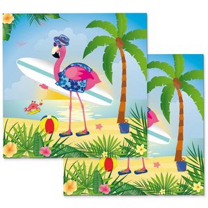Tropische servetten flamingo on the beach