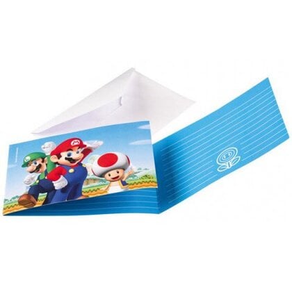 Uitnodigingskaartjes Super Mario 8 stuks