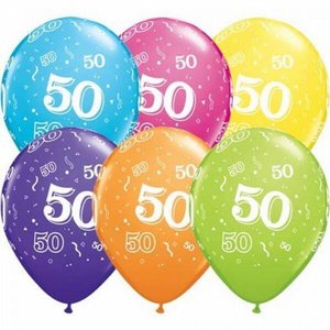 Ballonnen 50 jaar gekleurd 25 stuks