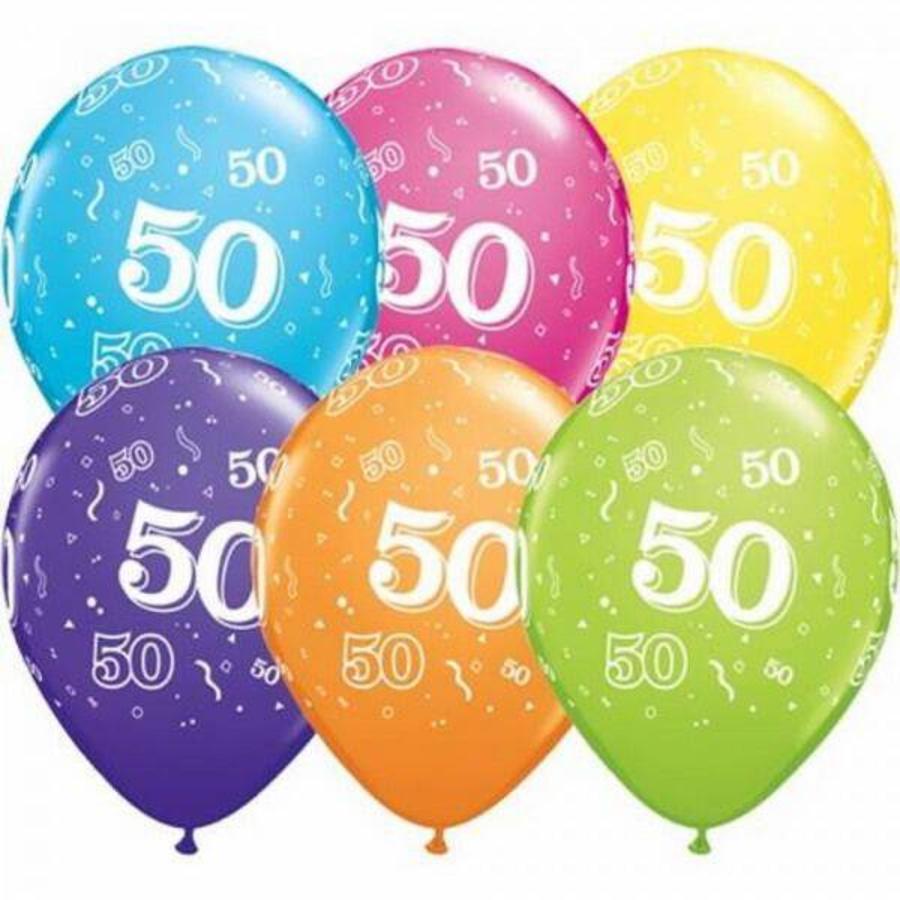 Ballonnen 50 jaar gekleurd- Alle 50 jaar versiering voor feest - Feestartikelen.nl