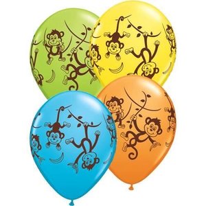 Ballonnen met tropische aapjes 5 stuks
