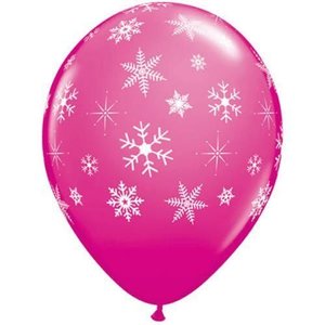 Ballonnen met sneeuwvlokken roze 6 stuks