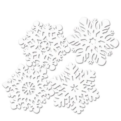 Feestdecoraties Sneeuwvlokken wit groot 4 stuks