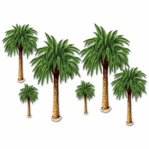 Wanddecoraties palmbomen 6 stuks