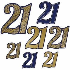 Decoratie cijfers 21 jaar blauw goud Op is Op