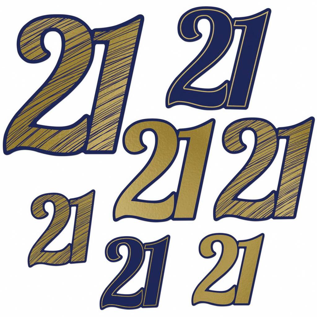 Decoratie Cijfers 21 Jaar Donkerblauw Met Goud huismerk kopen in de aanbieding
