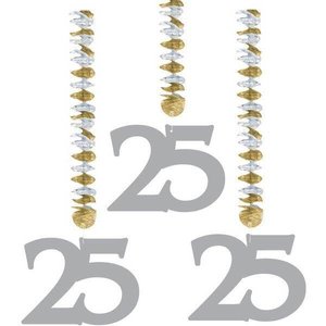 Decoratie hangende cijfers 25 zilver