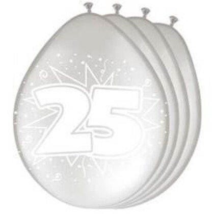 Ballonnen 25 jaar zilver 8 stuks