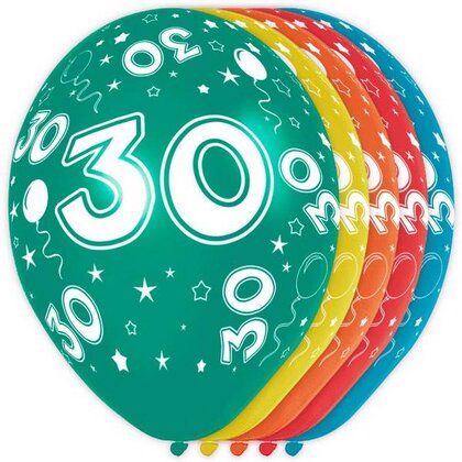 Ballonnen 30 jaar rondom bedrukt
