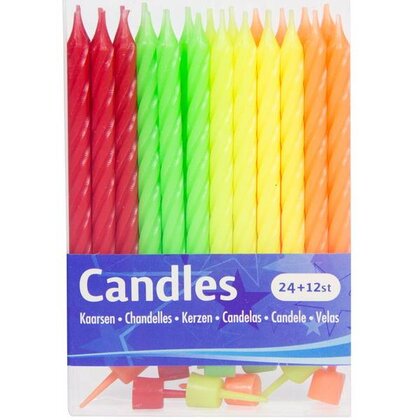 Kaarsjes NEON 24 stuks