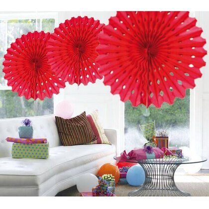 Honeycomb waaier 45cm rood