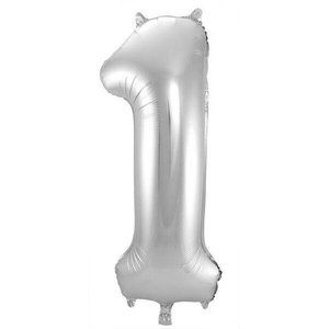 Folieballon 1 jaar ZILVER MEGA Op is Op