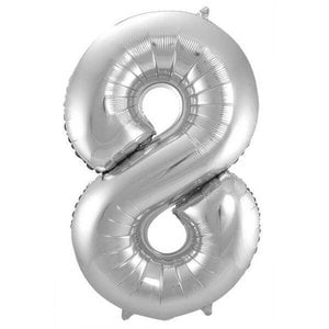 Folieballon 8 jaar ZILVER MEGA Op is Op