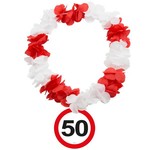 Hawaiikrans 50 jaar rood-wit
